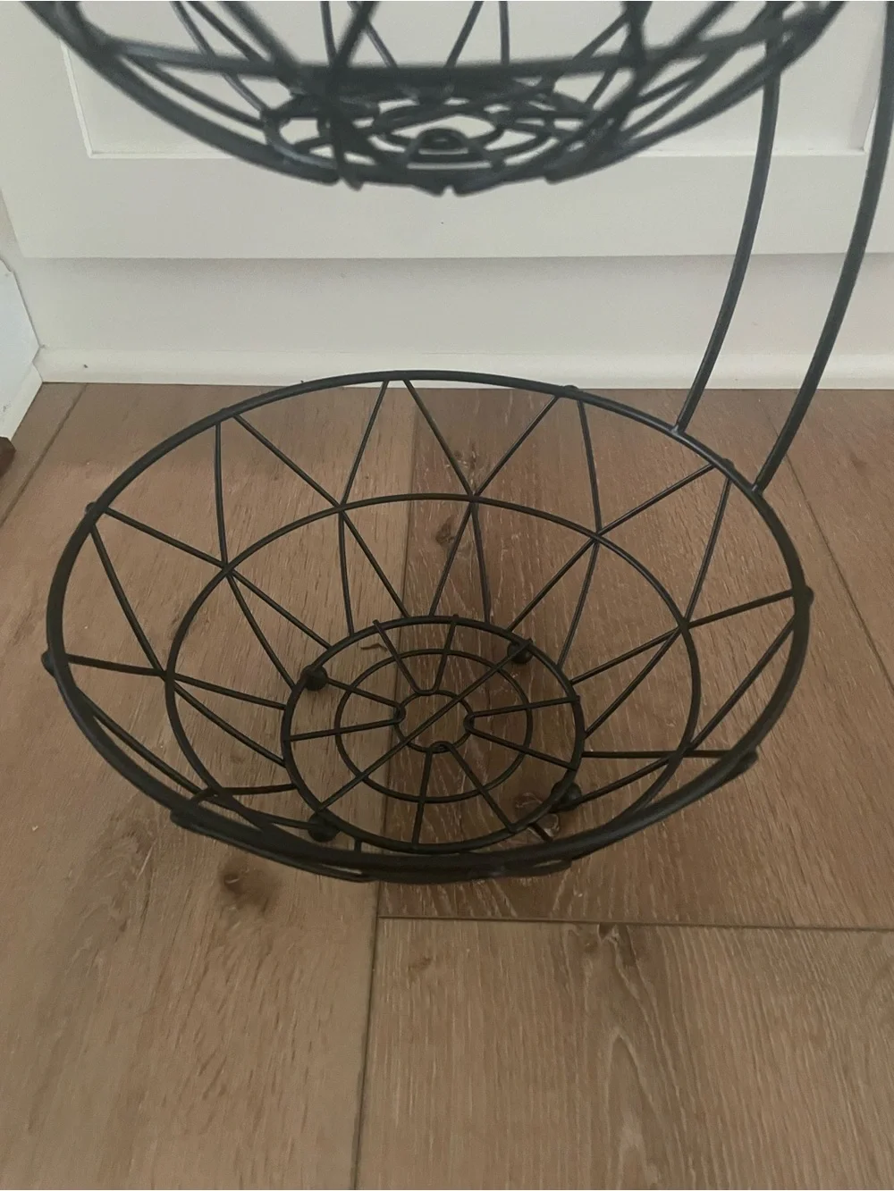 Black Two-Tier Wire Fruit Bowl Stand